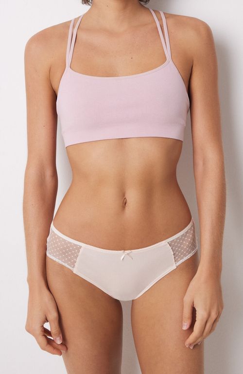 Calzón Ancho Algodón Rosa Encaje Y Lazo Rosado Women'Secret