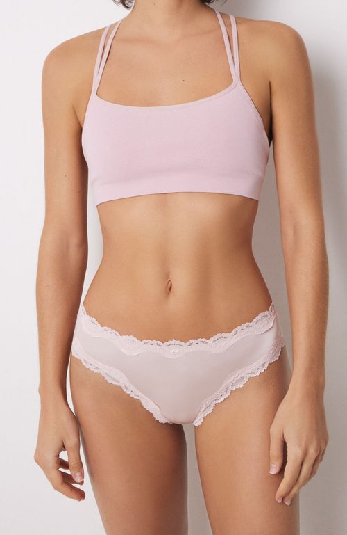 Calzón Brasileño Microfibra Encaje Rosa Rosado Women'Secret