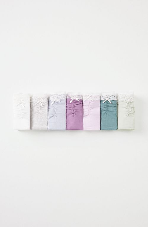 Pack 7 Calzones Clásicos Algodón Frunce Y Encaje Blanco Women'Secret