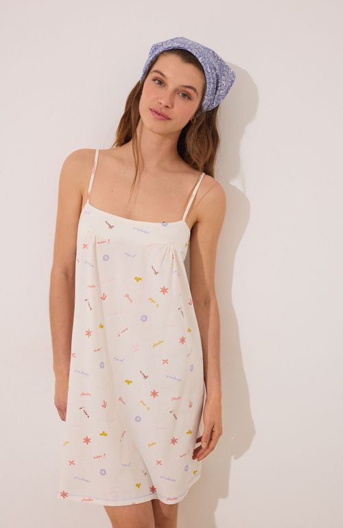Camisón Midi 100% Algodón Estampado “J´Adore” Blanco Women'Secret