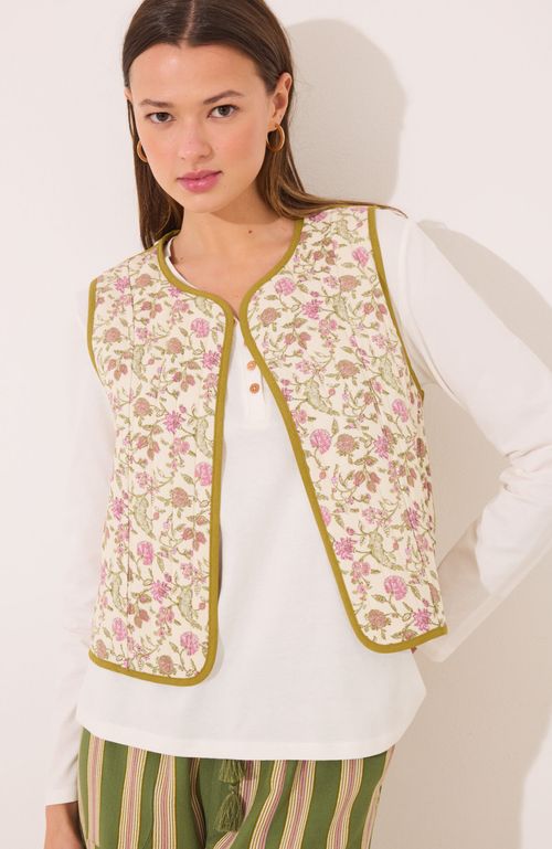 Chaleco Reversible 100% Algodón Sellos Verdes Blanco Women'Secret
