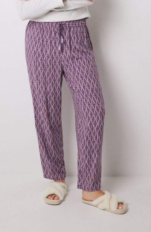 Pantalón Carrot Viscosa Estampado Ikat Morado Women'Secret