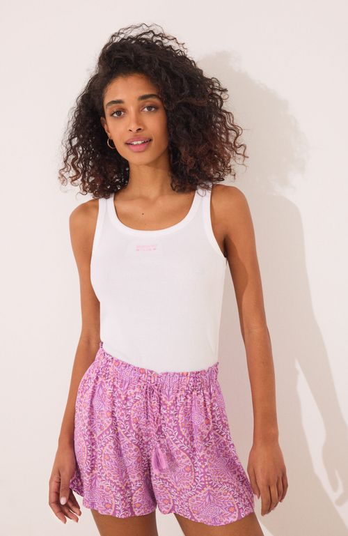 Pantalón Corto Viscosa Estampado Boho Morado Women'Secret