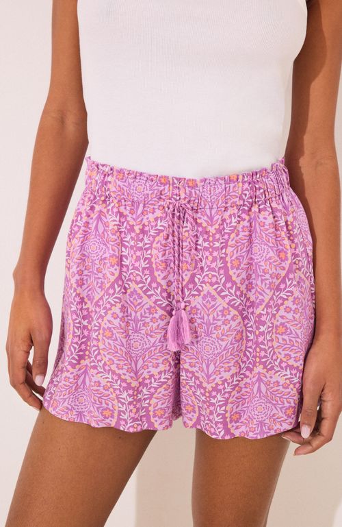 Pantalón Corto Viscosa Estampado Boho Morado Women'Secret