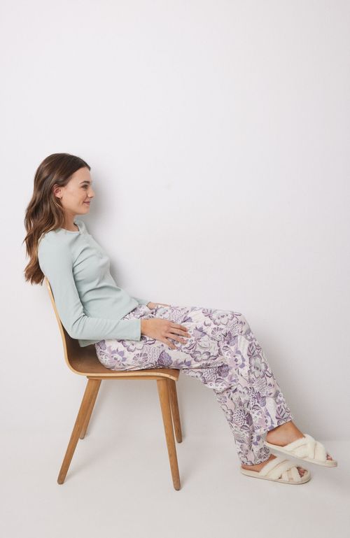 Pantalón Largo 100% Algodón Flores Morado Women'Secret