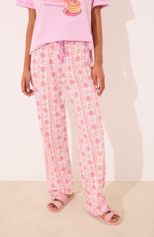 Pantalón Largo 100% Algodón Flores Rosado Women'Secret