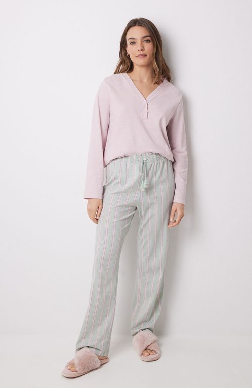 Pantalón Largo 100% Algodón Rayas Verde Women'Secret