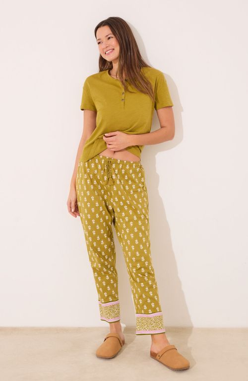 Pantalón Largo Carrot 100% Algodón Sellos Amarillo Women'Secret