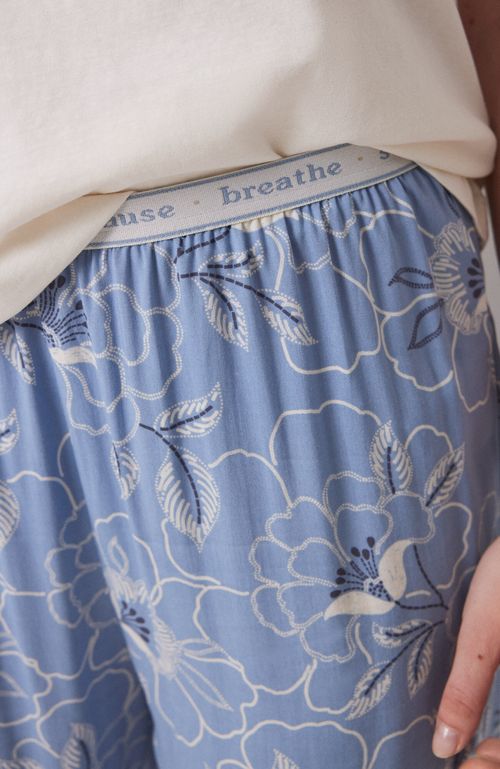 Pantalón Largo Estampado Flores Azules Azul Claro Women'Secret