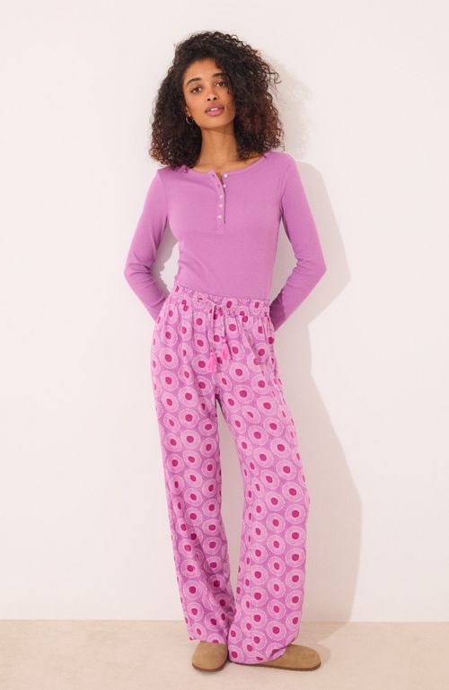 Pantalón Largo Viscosa Estampado Geométrico Morado Women'Secret