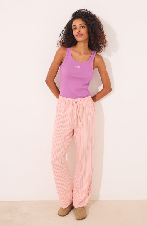 Pantalón Largo Viscosa Estampado Rayas Rosado Women'Secret