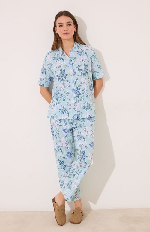 Pijama Camisero Capri 100% Algodón Flores Verde Women'Secret