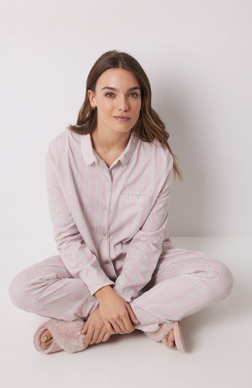 Pijama Camisero Largo 100% Algodón Rayas Naranjo Women'Secret