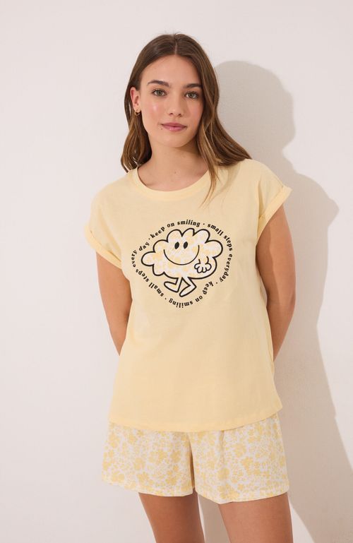 Pijama Corto 100% Algodón Amarillo Mr. Men Amarillo Women'Secret