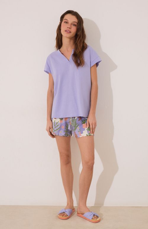 Pijama Corto 100% Algodón Lila Macetas Morado Women'Secret