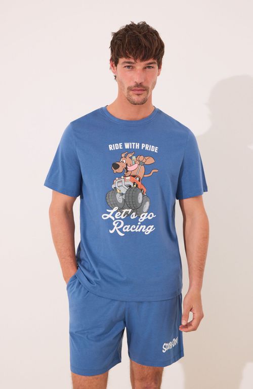 Pijama Corto Hombre 100% Algodón Scooby Doo Azul Claro 	Men'Secret