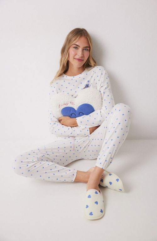 Pijama Largo 100% Algodón Corazones Blanco Women'Secret