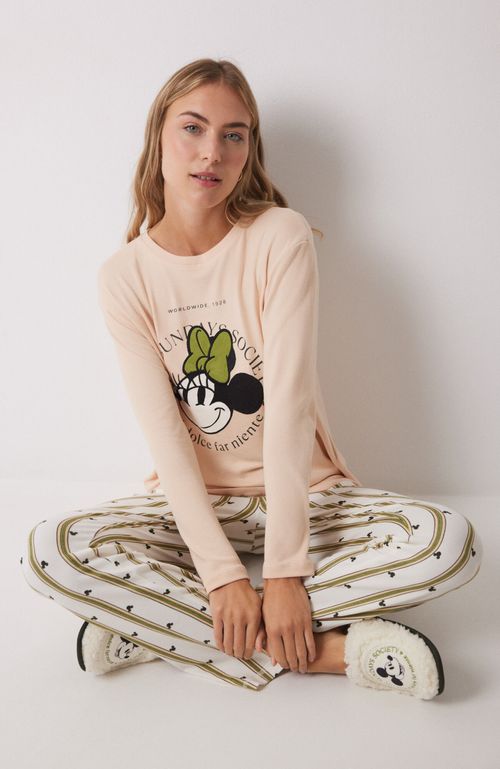 Pijama Largo Minnie Manga Larga Rosado Women'Secret