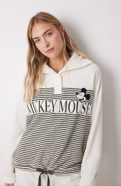 Pijama Largo Polar Mickey Mouse Blanco Women'Secret