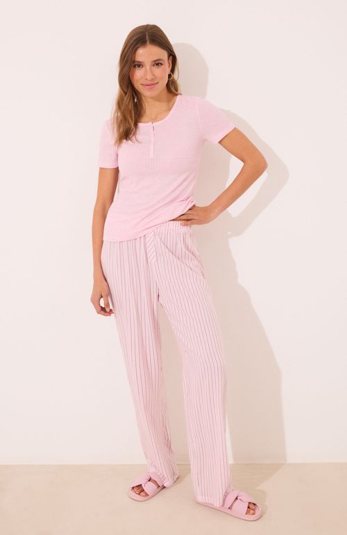 Pijama Viscosa Canalé Rosa Rayas Rosado Women'Secret