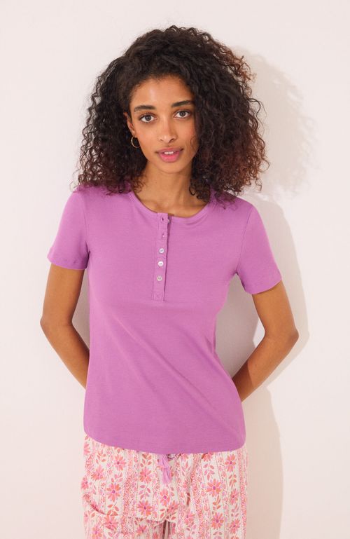Polera Manga Corta Canalé Morado Morado Women'Secret