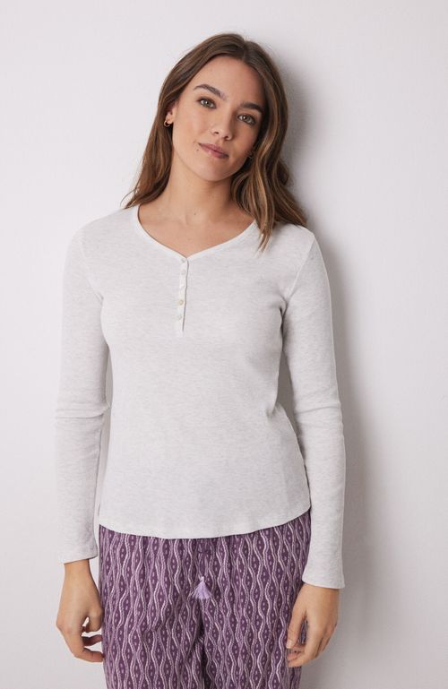 Polera Manga Larga Canalé Gris Gris Claro Women'Secret