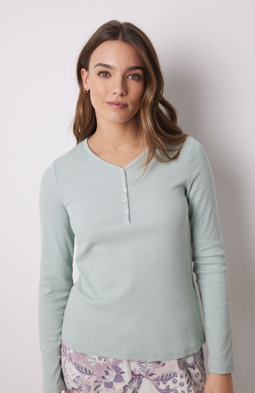 Polera Manga Larga Canalé Verde Gris Claro Women'Secret