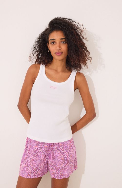 Polera Tirantes Canalé Blanco Blanco Women'Secret