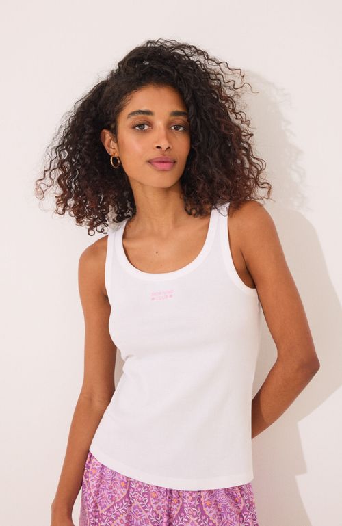 Polera Tirantes Canalé Blanco Blanco Women'Secret