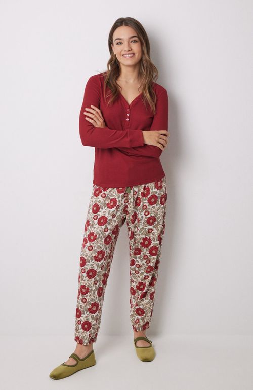 Pantalón Pijama Flores 100% Algodón Rojo Women'Secret