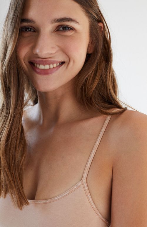 Sostén Top Algodón Con Relleno Y Cierre Nude Beige Women'Secret