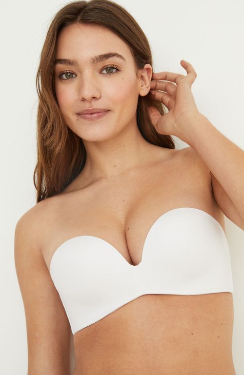 Superb Sostén Sin Tirantes Súper Push Up Microfibra Blanco Women'Secret
