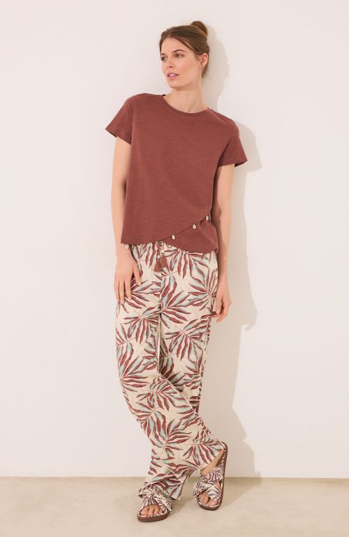 Pantalón Largo Estampado Hojas Marrón Verde Women'Secret