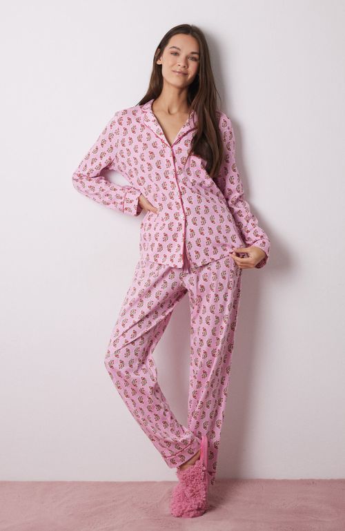 Pijama Camisero 100% Algodón Flores Hindúes Rojo Women'Secret