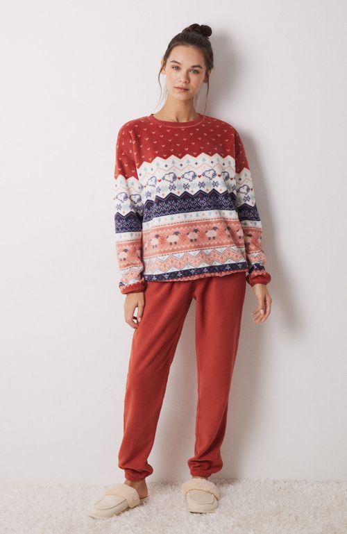 Pijama Largo Polar Suave Snoopy Multicolor Women'Secret