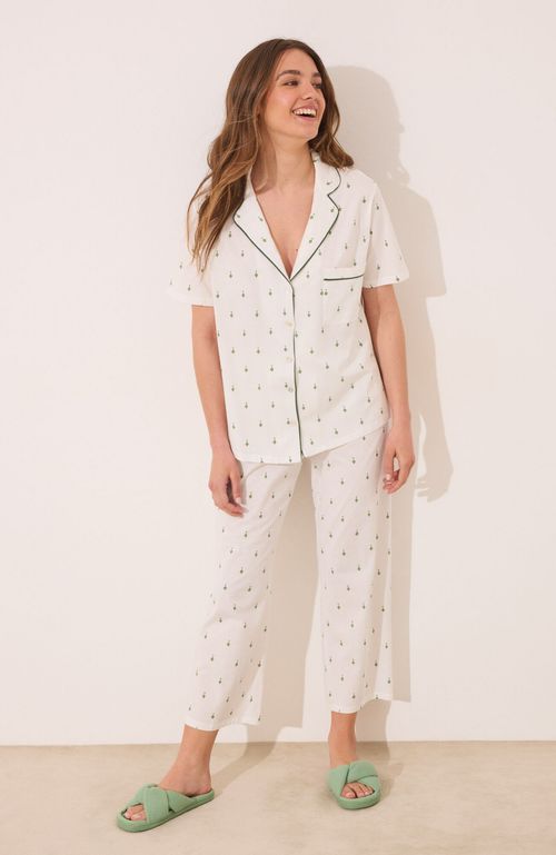 Pijama Camisero Algodón Estampado Print Blanco Women'Secret