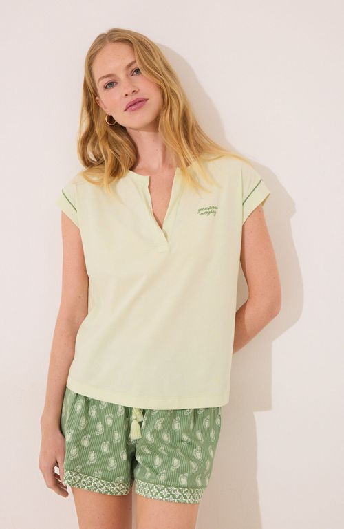 Pijama Manga Corta Algodón Estampado Verde Women'Secret