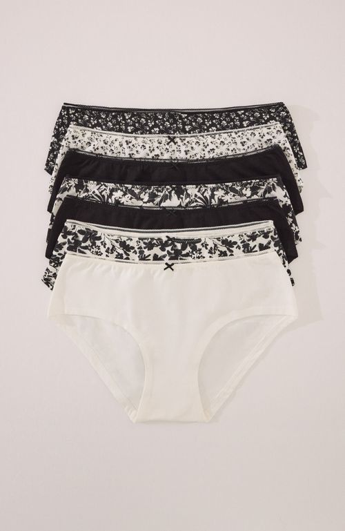 Pack 7 Calzones Altos Algodón Mix Print B&N Negro Women'Secret