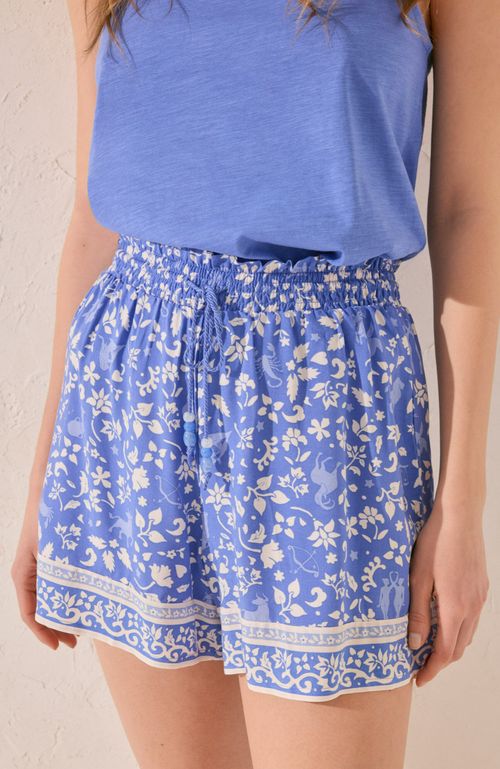 Pantalón Corto Estampado Flores Print Azul Women'Secret