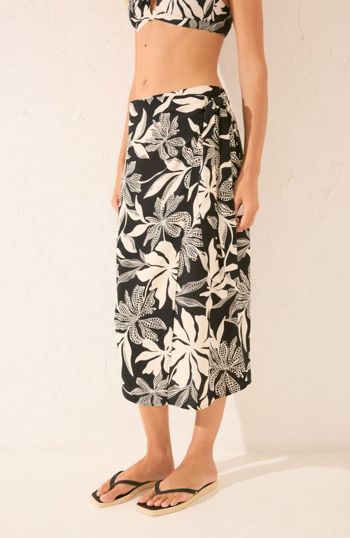Pareo Midi Estampado Flores Negro Women'Secret