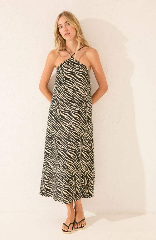 Vestido Largo Animal Print Negro Women'Secret