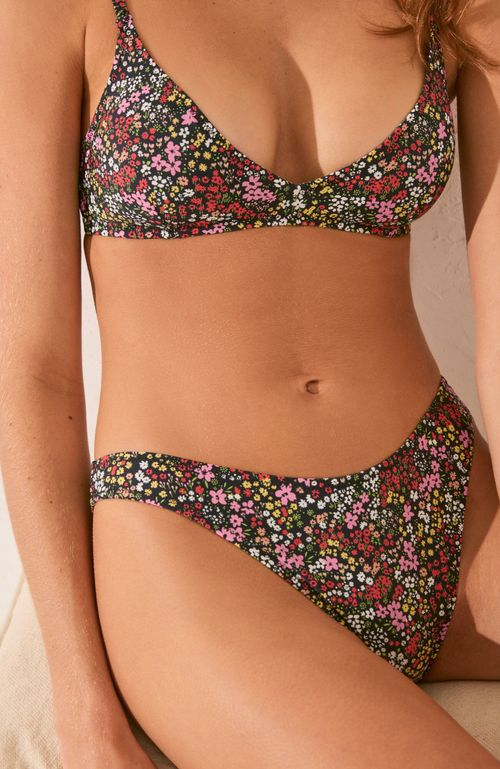 Calzón Bikini Brasileño Mini Flores Negro Women'Secret