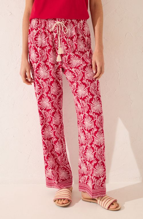 Pantalón Largo Viscosa Estampado Hojas Café Women'Secret