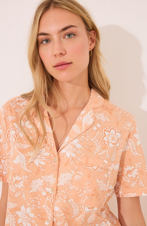 Pijama Camisero Capri Algodón Naranjo Women'Secret