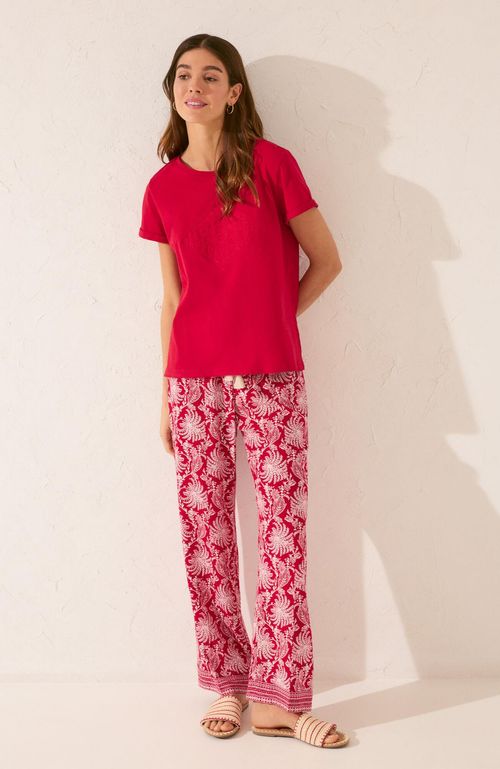 Polera Manga Corta 100% Algodón Bordado Rojo Women'Secret