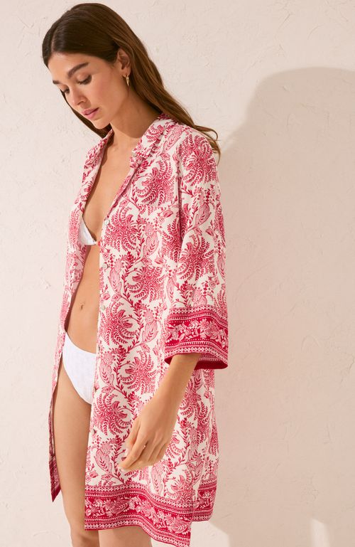 Vestido Midi Camisero Estampado Hojas Café Women'Secret