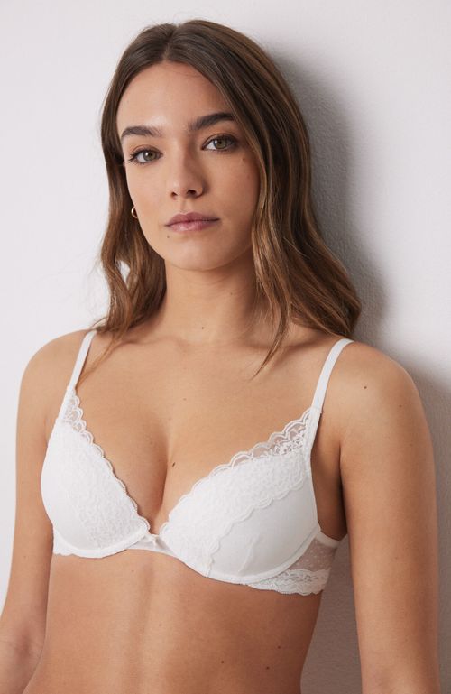 Beautiful Sostén Clásico Relleno Tul Plumeti Marfil Blanco Women'Secret