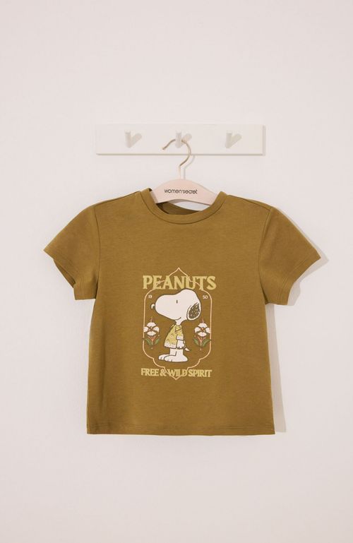 Pijama Corto Infantil Snoopy Algodón Verde Oliva Kids'Secret