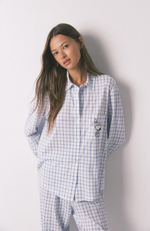 Pijama camisero algodón Snoopy azul