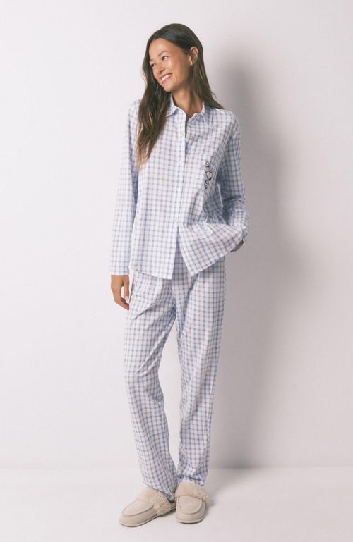 Pijama camisero algodón Snoopy azul